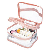 Bolsa de maquillaje transparente de doble capa, bolsa de maquillaje impermeable, bolsa de aseo de viaje, bolsa transparente de PVC para accesorios de pelo y uñas, Rosa/Rebel Fun.,