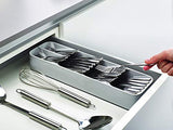 Bandeja organizadora compacta para cubiertos de cocina, pequeña, color blanco/verde