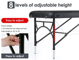 Mesa de masaje profesional de 84 pulgadas, portátil, 2 plegables, ligera, para spa, tatuaje, altura ajustable, con bolsa de transporte y patas de aluminio que soportan hasta 1100 libras