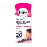 Veet Bandas depilatorias faciales de Cera Fría para Piel Normal caja con 20 bandas