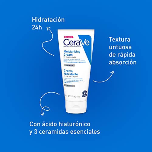 CeraVe Crema Hidratante |170gr| Hidrante diario para rostro y cuerpo para piel seca