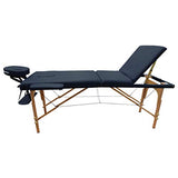Cama De Masaje Portatil 3 Secciones Madera Y Vinil Negra 185x60 cm 1704-NE Lobo