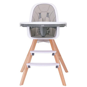 Silla alta para bebé con doble bandeja extraíble para bebé/bebés/niños pequeños, silla alta de madera 3 en 1, silla elevadora/silla | crece con tu hijo | Patas ajustables | Diseño moderno de madera | Fácil de montar