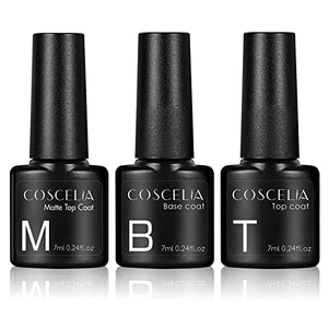 Juego de Esmaltes de UñAs Mate, Base de Gel Y Capa Superior, Esmalte de UñAs Set de Arte de UñAs Para SalóN de UñAs 7ml Cada Botella (Paquete de 3)