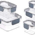 Amazon Basics Tritan - Contenedor de almacenamiento de alimentos, 10 piezas (5 recipientes y 5 tapas), transparente