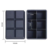 Moldes para Hielo Bandejas de Silicona para Cubitos de Hielo, Grandes, Cuadradas, de 2 Pulgadas, para Cubitos de Hielo, para Whisky, Cócteles, Fácil liberación, Flexible, Paquete de 2 (gris)