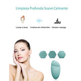 Cepillo De Limpieza eléctrico de Silicona,Cepillo Limpiador Facial Instrumento de Limpieza eléctrico de Silicona Masajeador limpiador facial para todas las pieles Lavable USB recargable (Verde)