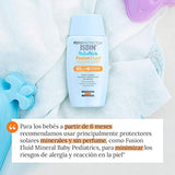 ISDIN fotoprotector fusion fluid mineral baby pediatrics spf 50, protector solar facial 100% mineral para la piel del nino y bebe, 50ml