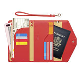 ZOPPEN portafolios de viaje para pasaporte (Ver.5) para mujer con bloqueo RFID multiusos, funda para pasaporte, organizador de documentos, correa de muñeca, #14 rojo frambuesa Ver.5, Talla única