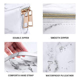 Cosmetiquera para Maquillaje 3Pcs Portátil Bolsa de Maquillaje Impermeable PU Multifuncional para Mujer Cosméticos Organizador Estuche Maquillaje (Mármol blanco)