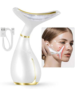 Masajeador facial antiarrugas, 45 ℃ ± 5 ℃ Dispositivo facial antienvejecimiento de vibración de alta frecuencia de calor para estiramiento y estiramiento de la piel, USB recargable, 3 modos