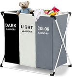 Cesto Ropa Sucia Plegable, Salandens Multifunción Cesto de Ropa, 105L Grande Cesta para la Colada Lona con 3 Compartimientos para Lavar y Almacenamiento la Ropa, Perfecto para Baño y Cuarto de Lavado