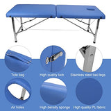 ▶ Cama De Masaje  Portátil, Cama de Pestañas Profesional Plegable, Cama de Masaje Cómoda Ajustable con Bolsa de Transporte Y Soporte de Acero Inoxidable Engrosado para Salón, SPA, Hogar, Oficina (Azul)