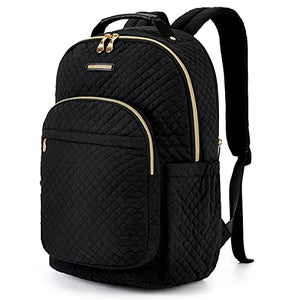 Mochila para laptop para mujer, mochila para laptop de 15.6 pulgadas, bolsa de computadora casual, elegante patrón de puntada, mochila LIGHT FLIGHT para trabajo, viajes, negocios, universidad, grande, color negro