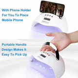 Lámpara de uñas para esmalte de gel, 180W 45 UV/ LED Secador de uñas profesional UV Lámpara de uñas LED con 4 ajustes de temporizador, Pantalla LCD, Función de temporizador de memoria y pausa, lámpara de gel de curado portátil más rápido