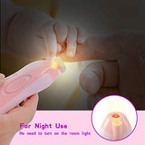 Lima de uñas bebe, Cortaúñas para bebe eléctrico, Pulidor de uñas para bebés, Luz LED, Cortaúñas Versátiles，Lima de uñas para el cuidado del bebé (Rosa)