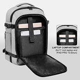 Mochila de viaje para laptop de 40 L para hombres y mujeres, apta para cuaderno de 17 pulgadas, mochila de maleta aprobada por vuelo, mochila de viaje resistente al agua, mochila de fin de semana durante la noche, color gris