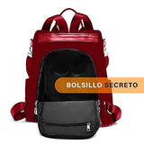 Bolso Mochila Para Mujer Moderna, Bolsa Casual Impermeable, Backpack Antirrobo, Para Hombro y Espalda, Medidas: 31 X 14 X 31cm (Color Rojo)