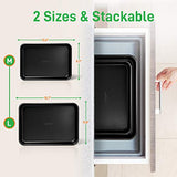 Juego de 2 bandejas antiadherentes para hornear de cocina de calidad profesional con revestimiento de diamante negro en el interior y en el exterior, apto para lavaplatos