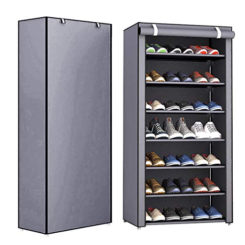 Zapatero 7 Niveles,Salandens Organizador Para Armarios De Zapatos Con Cubierta De Polvo,Compuesto De Estructuras De Acero,Tela y Conectores De Plástico,Para Almacenar y Guardar Los Zapatos.