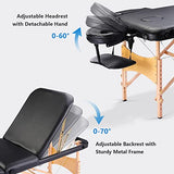 Mesa de masaje profesional de 3 secciones portátil, cama de masaje ergonómica de 84 pulgadas, cama facial de pestañas para esteticista, capacidad de carga de 500 libras, altura ajustable, con accesorios y funda de transporte