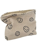 Bolsas de cosméticos para mujer, bolsa de cosméticos de pana estética, bolsos de mano para mujer, monederos, puntos sonrientes, organizador de maquillaje, bolsa de maquillaje para niñas, Beige, Bolsas de cosméticos para mujer, bolsa de maquillaje de gran