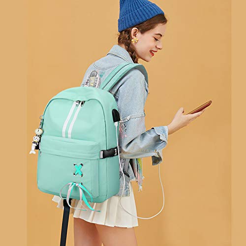 Luminoso Mochila Mochilas Tipo Casual Bolsas Escolares Niña Bolsa de Viaje Bolsos de Mujer Adolescente Backpack School Bag Outdoor Viaje Infantiles Daypack Poliéster Verde