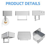 Soporte de papel higiénico con estante, dispensador de toallitas desechables para almacenamiento de toallitas de baño, mantiene tus toallitas ocultas fuera de la vista, organizador de pared de acero inoxidable SUS304 (níquel cepillado)