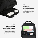 Mochila de viaje, 40 L, aprobada por vuelo, equipaje de mano, resistente al agua, antirrobo, bolsa de día grande para portátil de 17 pulgadas, color negro