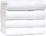 Juego de toallas de baño de 4 piezas, 100% algodón, ultra suave, de secado rápido, altamente absorbente, de alta calidad, color blanco (71.1 x 137.1 cm).