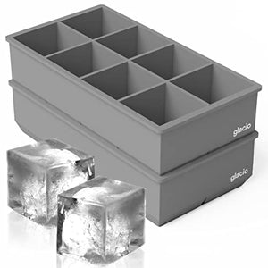 Bandejas de silicona para cubitos de hielo, moldes grandes para hacer 8 cubitos de hielo gigantes para whisky, paquete de 2