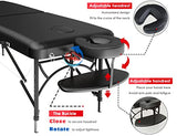 Mesa de masaje profesional de 84 pulgadas, portátil, 2 plegables, ligera, para spa, tatuaje, altura ajustable, con bolsa de transporte y patas de aluminio que soportan hasta 1100 libras