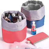 4 piezas en forma de barril bolsas de maquillaje, gran capacidad impermeable viaje portátil moda cordón bolsa de cosméticos