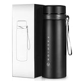▶ Termo de Acero Inoxidable, Doble Pared y Tapa Hermética Antigoteo, con Asa para Transportar (900ml, Negro)