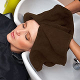 Toallas de salón de color café oscuro, paquete de 12 (no a prueba de blanqueador, 16 x 27 pulgadas) toallas altamente absorbentes para el cuidado del cabello de mano, gimnasio, belleza, cabello, spa y hogar