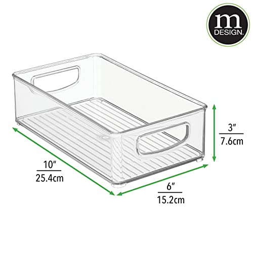 mDesign clóset de cocina y despensa organizador de almacenamiento de contenedores – Pack de 4, poco profundo, transparente