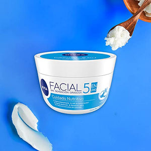 Nivea Crema Facial Hidratante 5 En 1 Nutritiva, 24 hora de Humectación, 200ml