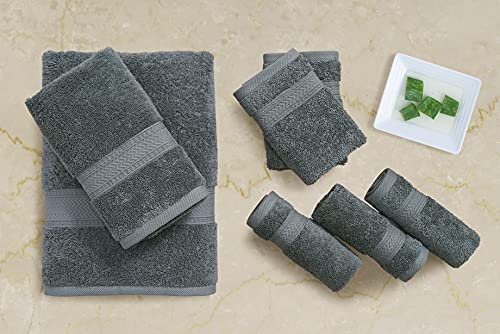 Juego de toallas color gris de spa con calidad de hotel para baño, 10 piezas, 2 toallas de baño, 4 toallas de manos y 4 toallitas, de gimnasio para regadera, 100 % algodón, súper absorbentes