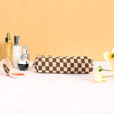 Bolsa de maquillaje para mujer, 1 bolsa de maquillaje de gran capacidad y 1 estuche para lápices, bolsa de almacenamiento para brochas de maquillaje, bolsa de aseo de viaje, Caqui