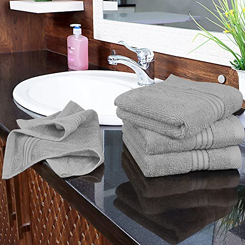 Utopia Towels Juego de 12 paños de baño de lujo (12 x 12 pulgadas), 600 g/m², 100 % algodón, altamente absorbentes y suaves al tacto, para baño, spa, gimnasio y toalla facial (gris frío)