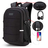 Mochila antirrobo, Mochila Impermeable,DOXUNGOO Mochila para portátil Hombre Mujer Mochila Aire Libre paracon bloqueo y con USB Puerto y puerto audífonos para Laptop hasta 15.6 pulgadas (negro)