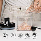 Juego de recipientes herméticos de 6 piezas + 6 cucharas, etiquetas y marcador, recipientes de plástico transparente duradero con tapas, recipientes de despensa para especias, hierbas, café, té, etc
