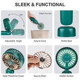 Ventilador de mano, 4800 mAh, funciona con pilas, miniventilador de refrigeración personal portátil recargable por USB, para colgar en el cuello, para mujeres y hombres, multifuncional, 6-20 horas de flujo de aire fuerte, 3 velocidades, color ver