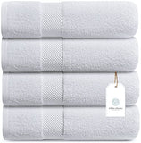 Toallas de baño de algodón de lujo grandes, muy absorbentes, colección de spa de hotel, 27 x 54 pulgadas, juego de 4 (blanco, 4)