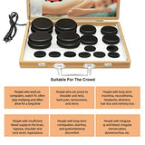 Piedras de masaje, kit de masaje de piedras calientes profesional de basalto spa piedras calientes para masaje de espalda natural con caja de calefacción de bambú, 20 piezas por juego para spa en casa, relajación, curación, alivio del dolor