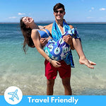 ECCOSOPHY Toalla de playa de microfibra para adultos, toallas de playa de viaje de gran tamaño con bolsa, toallas de piscina de secado rápido de 71 x 35 pulgadas, toallas de playa grandes sin arena (Santorini)