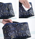 ▶ Bolsa de maquillaje para mujer, grande, con asa, impermeable, bolsa de almacenamiento para maquillaje, para viajes, cielo estrellado