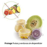 RabbitStorm Tapas Elásticas de Silicona, Envoltura Plástica Reutilizable Alternativa para Cubetas y Recipientes de Almacenamiento, Conjunto de 6 Tamaños Diferentes, para Mantener los AlimentosFrescos. Resistentes al Calor, Refrigeración, Antiderrames. Exc
