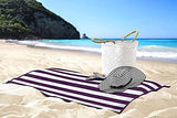 ▶ Paquete de 4 toallas de playa Cabana a rayas, (30 x 60 pulgadas), de gran tamaño, 100% algodón hilado en anillo, altamente absorbentes, de secado rápido, para baño, y toalla de natación (ciruela)