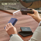 TRAVANDO AUSTIN - portafolios delgada para hombre con clip para dinero, bloqueo RFID, soporte para tarjetas de crédito plegable para hombre con caja de regalo, Azul y metal